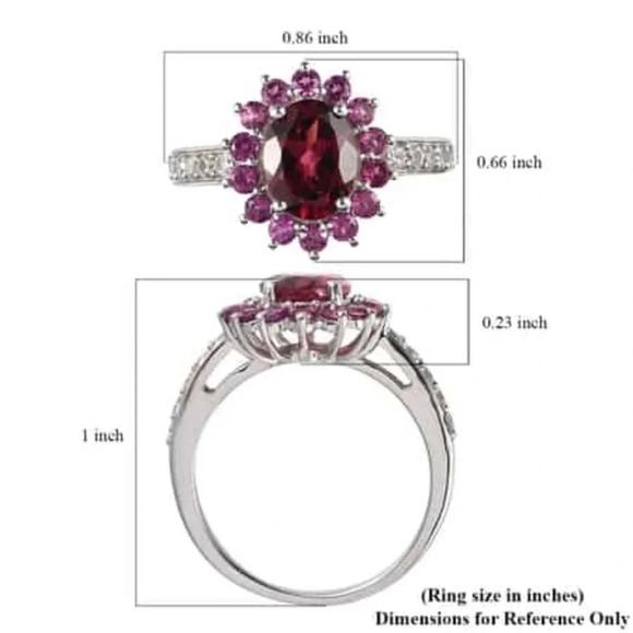 Wine Garnet & Natural White Zircon Sunburst Ring - Picture 8 of 8